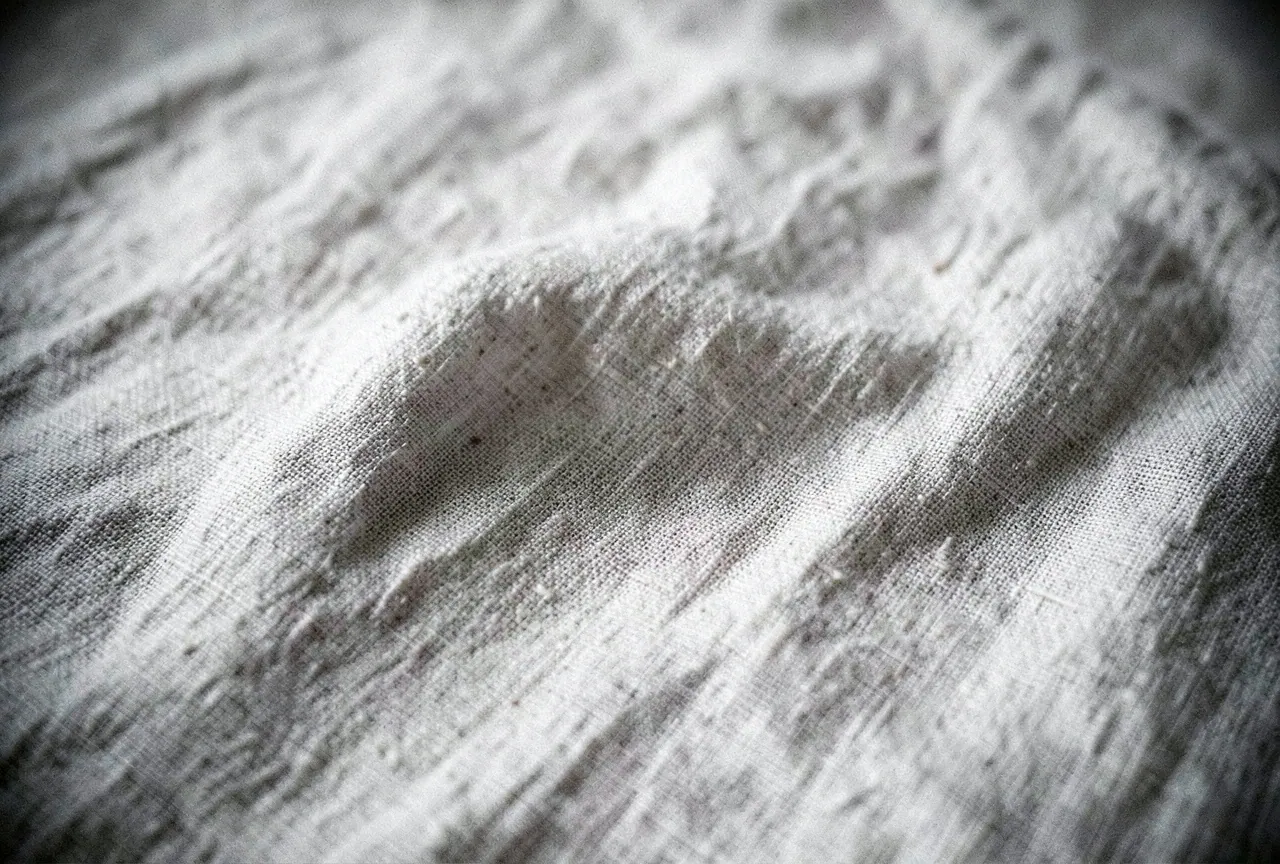 Close-up of creased natural linen.
